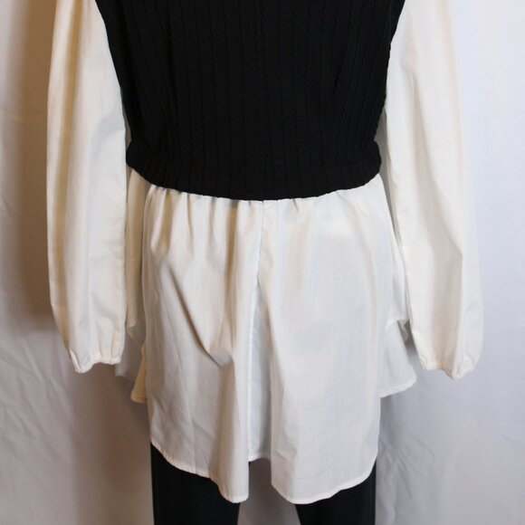 Papaya Brand Peter Pan Collar Black Knit Vest Layered Top Women's Large - Picture 7 of 8